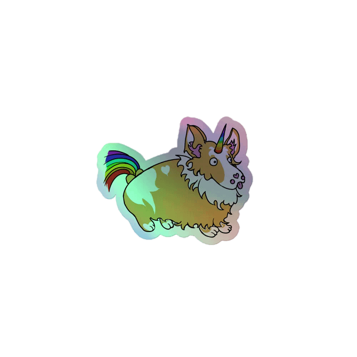 Whimsical Corgi Unicorn Holographic Sticker product image (1)