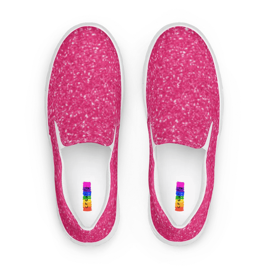 Sparkling Pink Glitter Women's Slip-On Shoes product image (1)