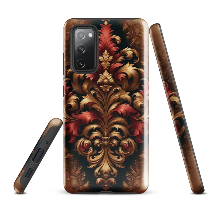 Tough Phone Case for Samsung® - Rococo Floral Damask Design in Reds and Browns product image (1)