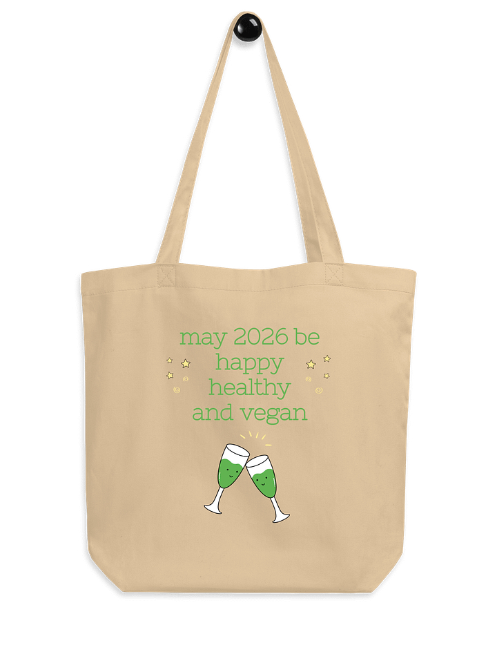 “Happy, Healthy, and Vegan 2026” Organic Tote Bag product image (1)