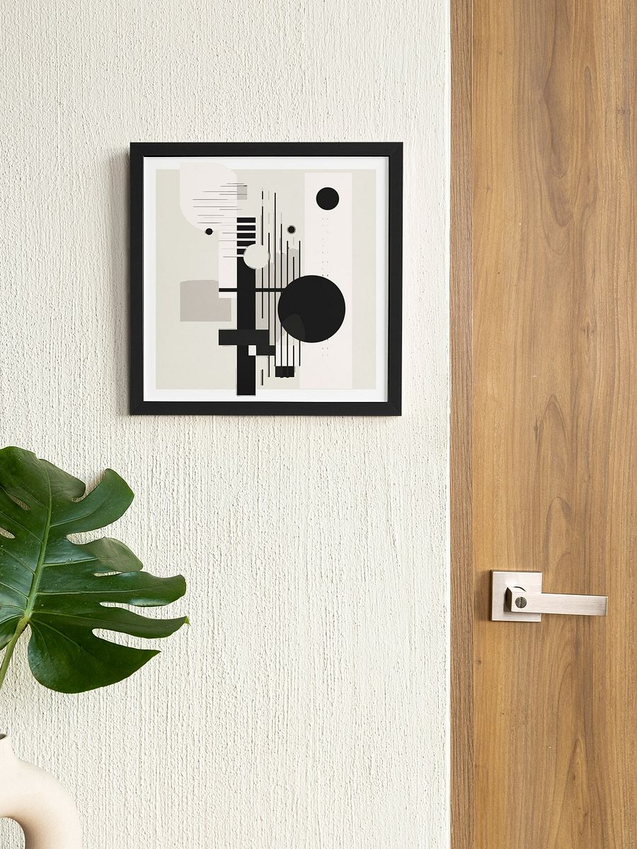 Abstract Geometric Black and White Art Poster, Modern Minimalist Shapes Print, Contemporary Monochrome Wall Art for Home Decor product image (2)