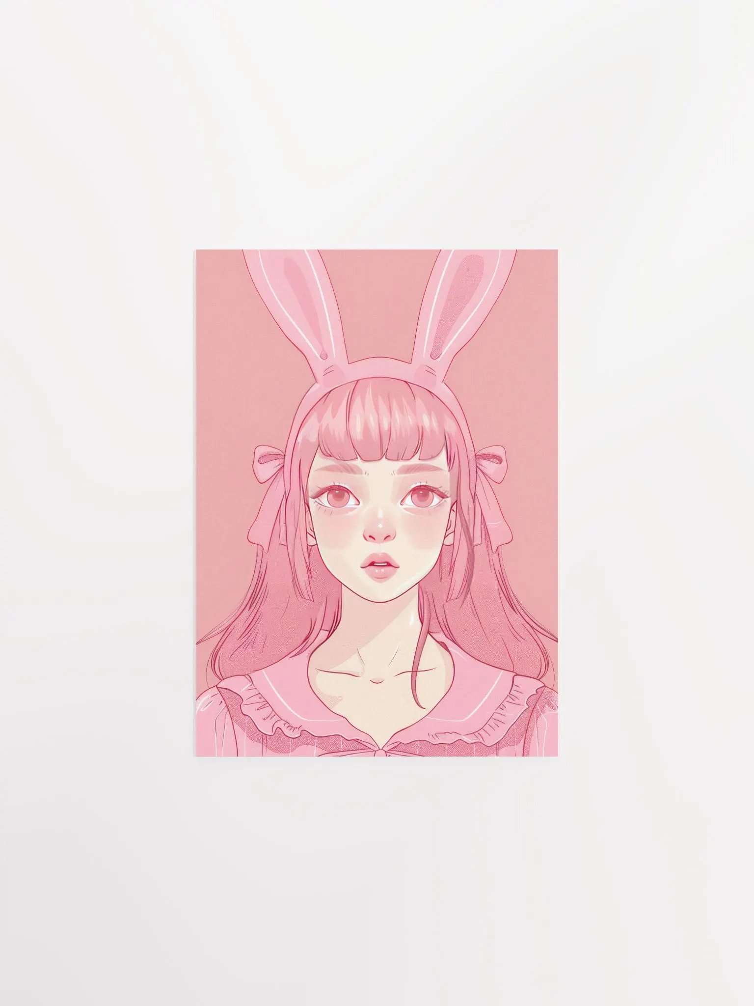 Pink Rabbit Girl Coquette Art Print product image (26)