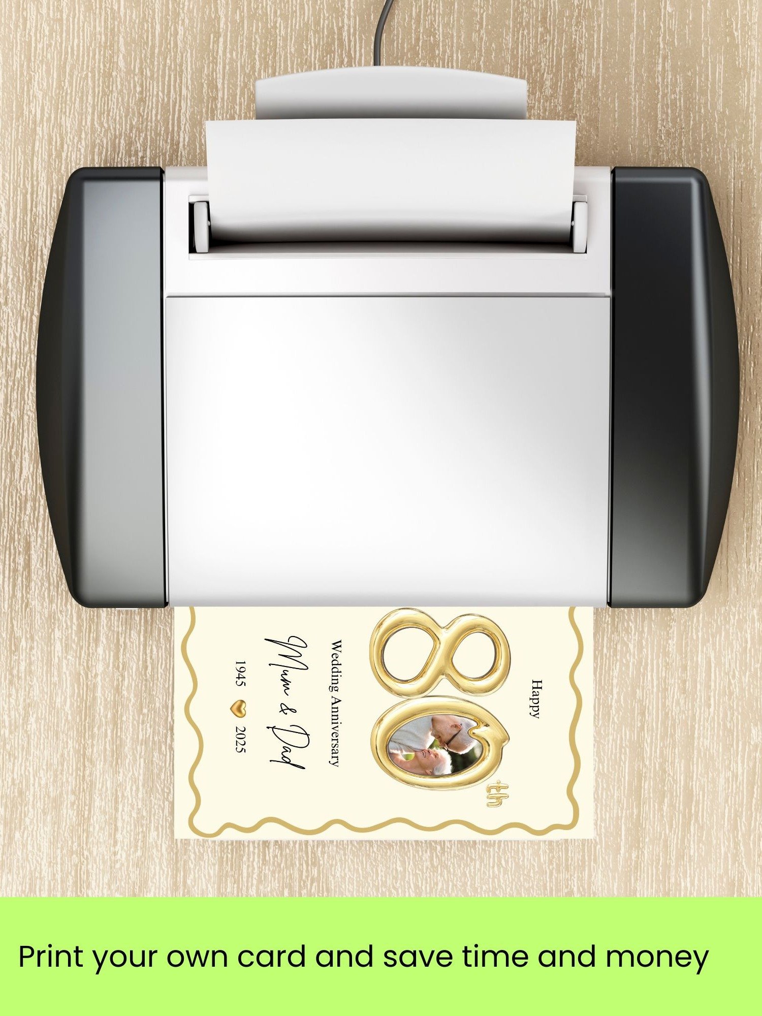 Gold Balloon-style 80th Year Wedding Anniversary Photo Card Template product image (9)