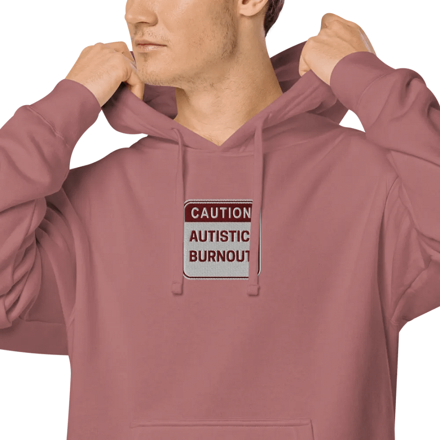 CAUTION: ASD BURNOUT embroidered pigment hoodie (maroon design) product image (5)