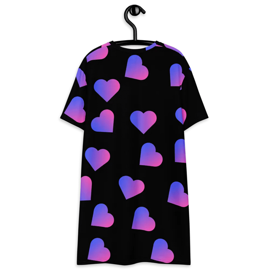 Love Pattern Pink Hearts on Black Background Ladies T Shirt Dress product image (8)