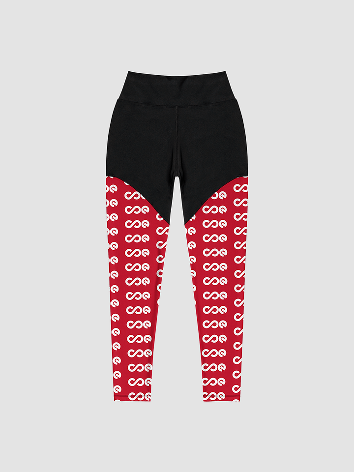 COE Premium Sports Leggings Black & Red - White Logo product image (1)