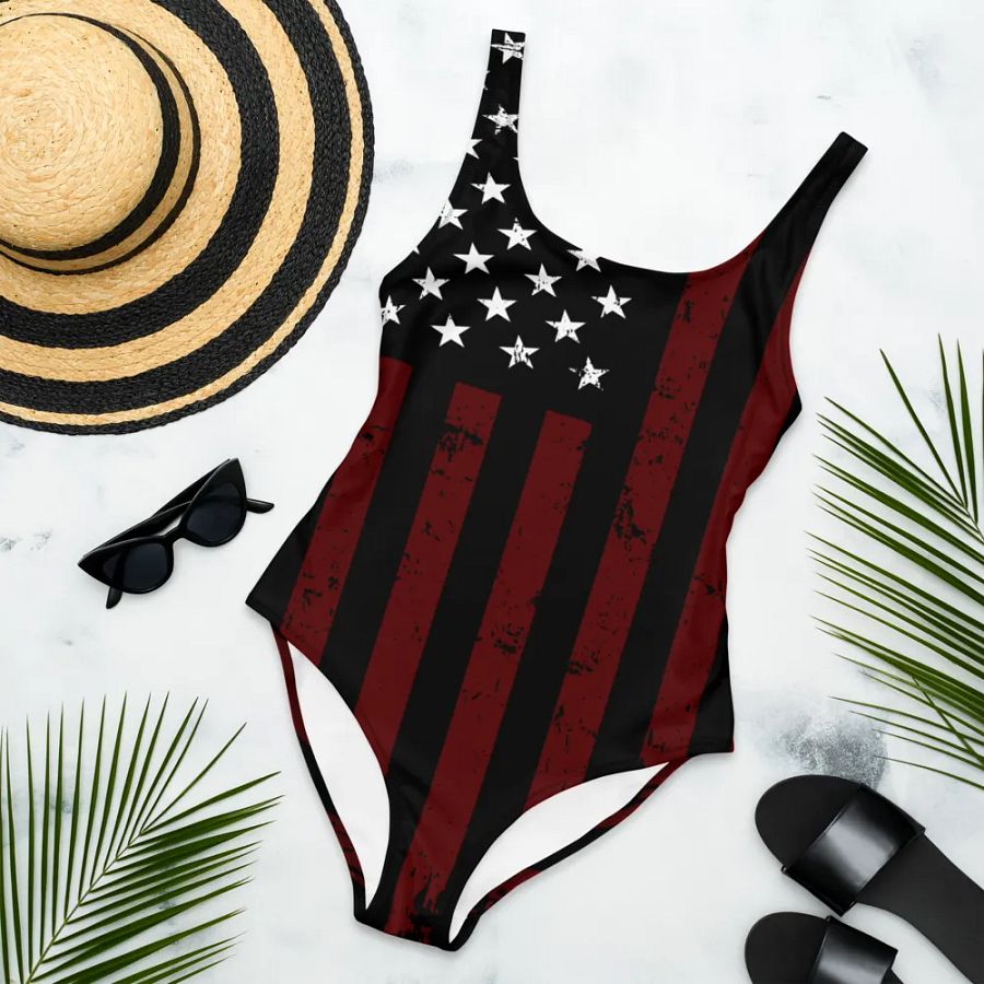 Distressed Red and Black Americana One Piece product image (4)