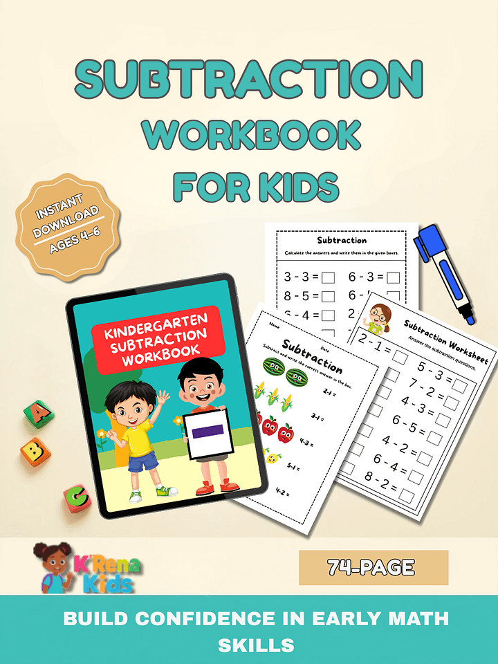 Kindergarten Subtraction Workbook product image (1)