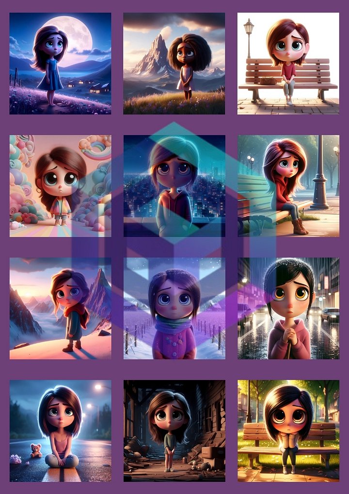 200 PIXAR STYLE SAD GIRL IMAGES BUNDLE FOR EMOTIONAL AND EXPRESSIVE STORYTELLING product image (2)