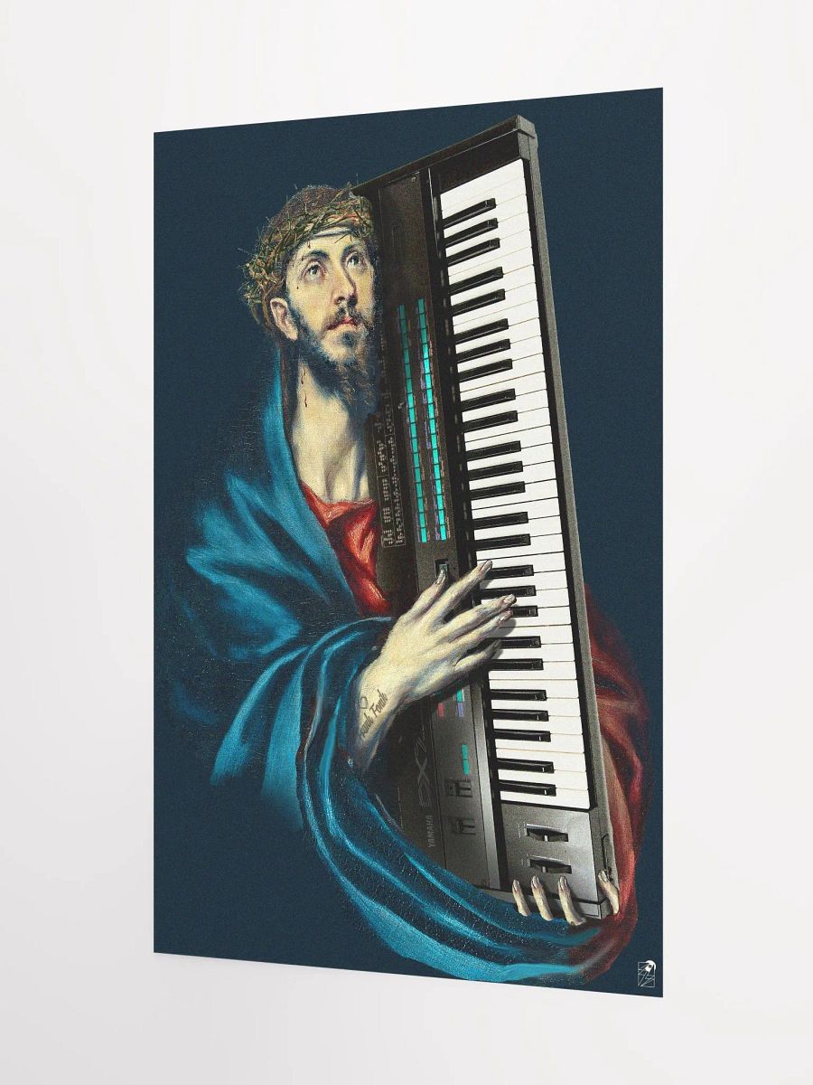 Christ Carrying the DX7 (Yamaha DX7) by Frank Fonik, EDM Techno Enhanced Matte Poster product image (3)