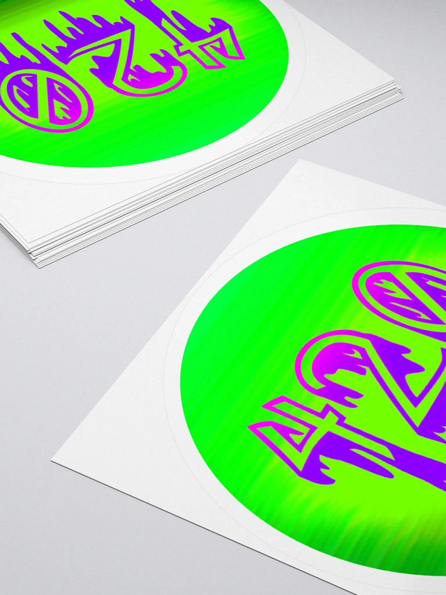 Happy 420 Horror Stoner Sticker, Lime Green Purple Dripping Creepy Weed Art product image (4)