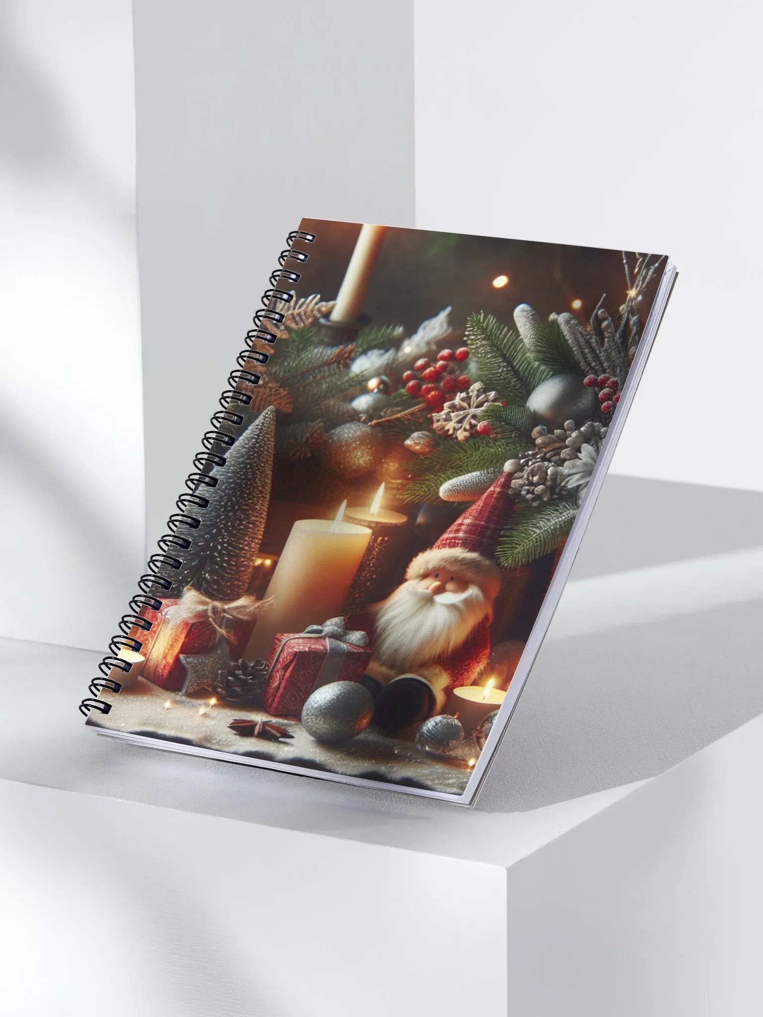 Cheerful Christmas Tree Decorated Spiral Dotted Notebook Journal product image (3)