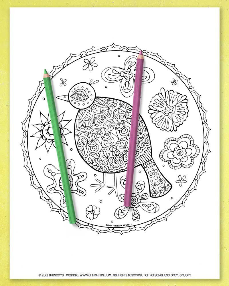 Folk Art Birds Coloring Pages product image (8)