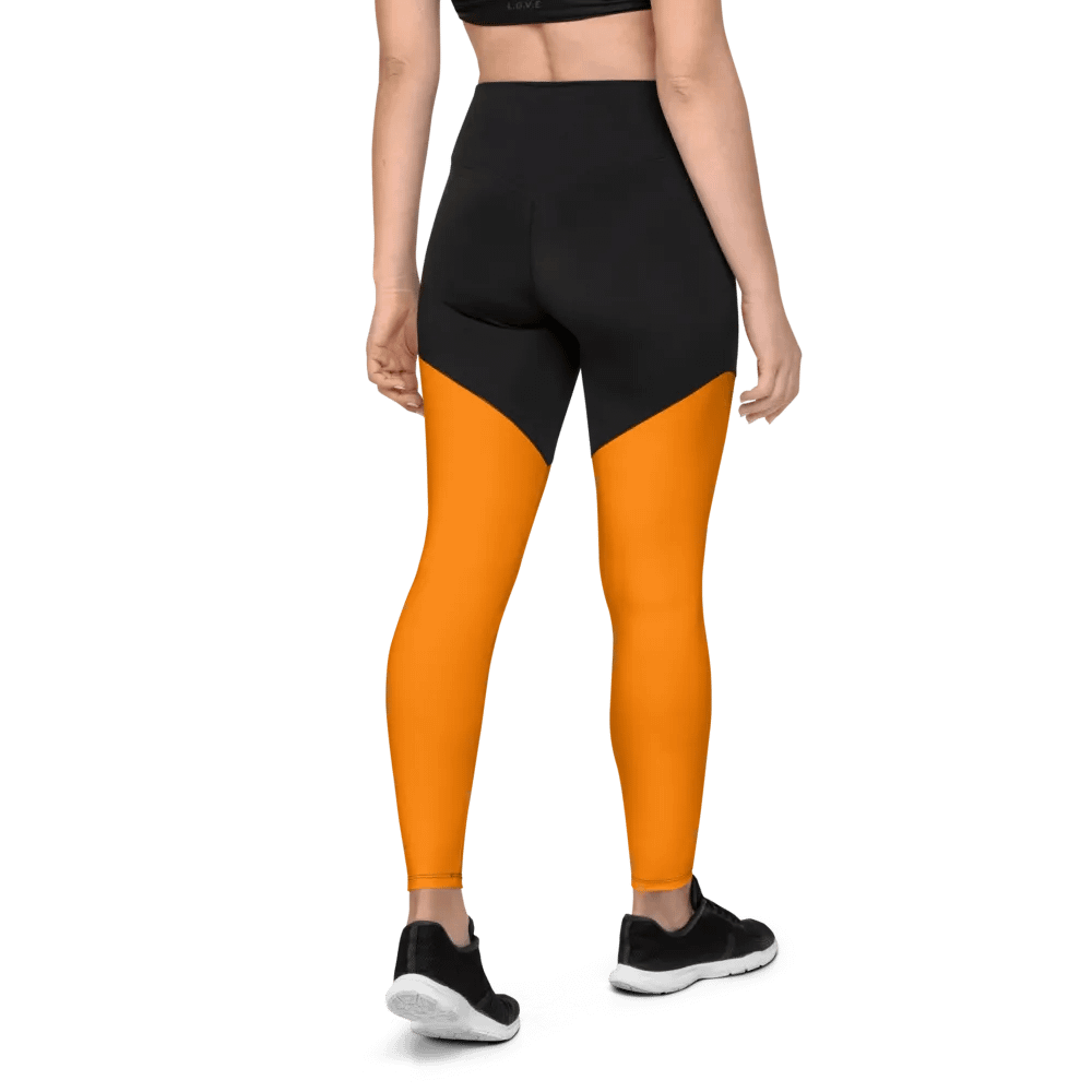 Plain Color Orange Sports Leggings product image (2)