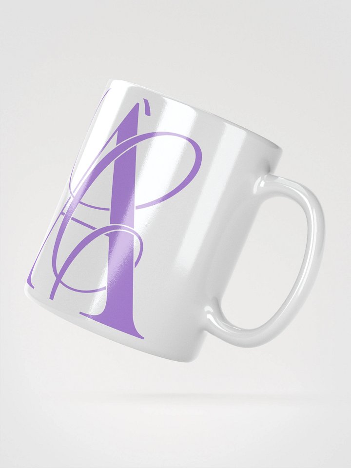 Elegant A Calligraphy White Glossy Mug (Purple) product image (2)