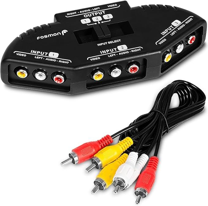3 Way AV RCA Splitter Switch Selector Box Splitter with 3-Way 3 RCA Cable for STB TV DVD Player for XBOX PS2 product image (1)