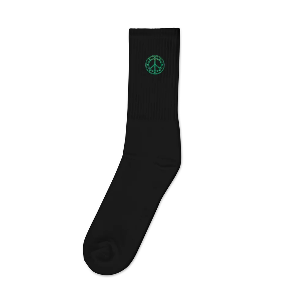 Sunburst Peace Symbol Embroidered Socks product image (1)