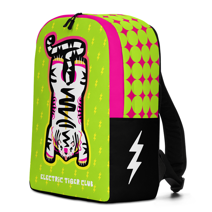 White Electric Tiger on Lime & Pink - Backpack product image (5)