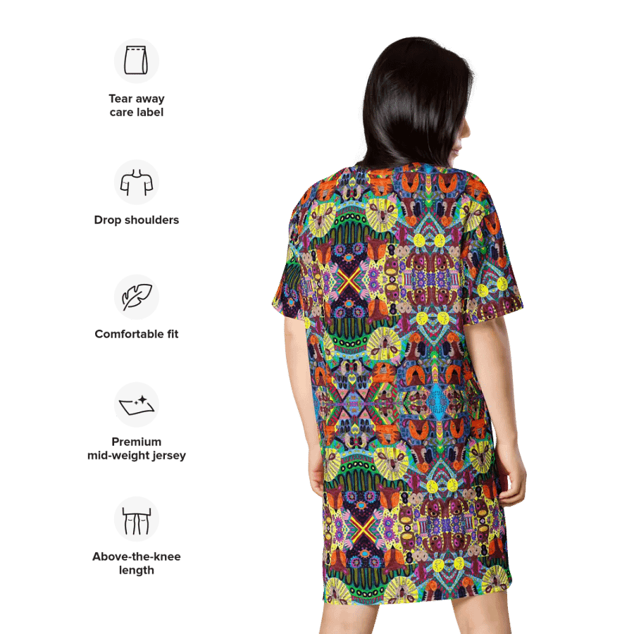 Abstract Doodle Art Animals Ladies T Shirt Dress product image (11)