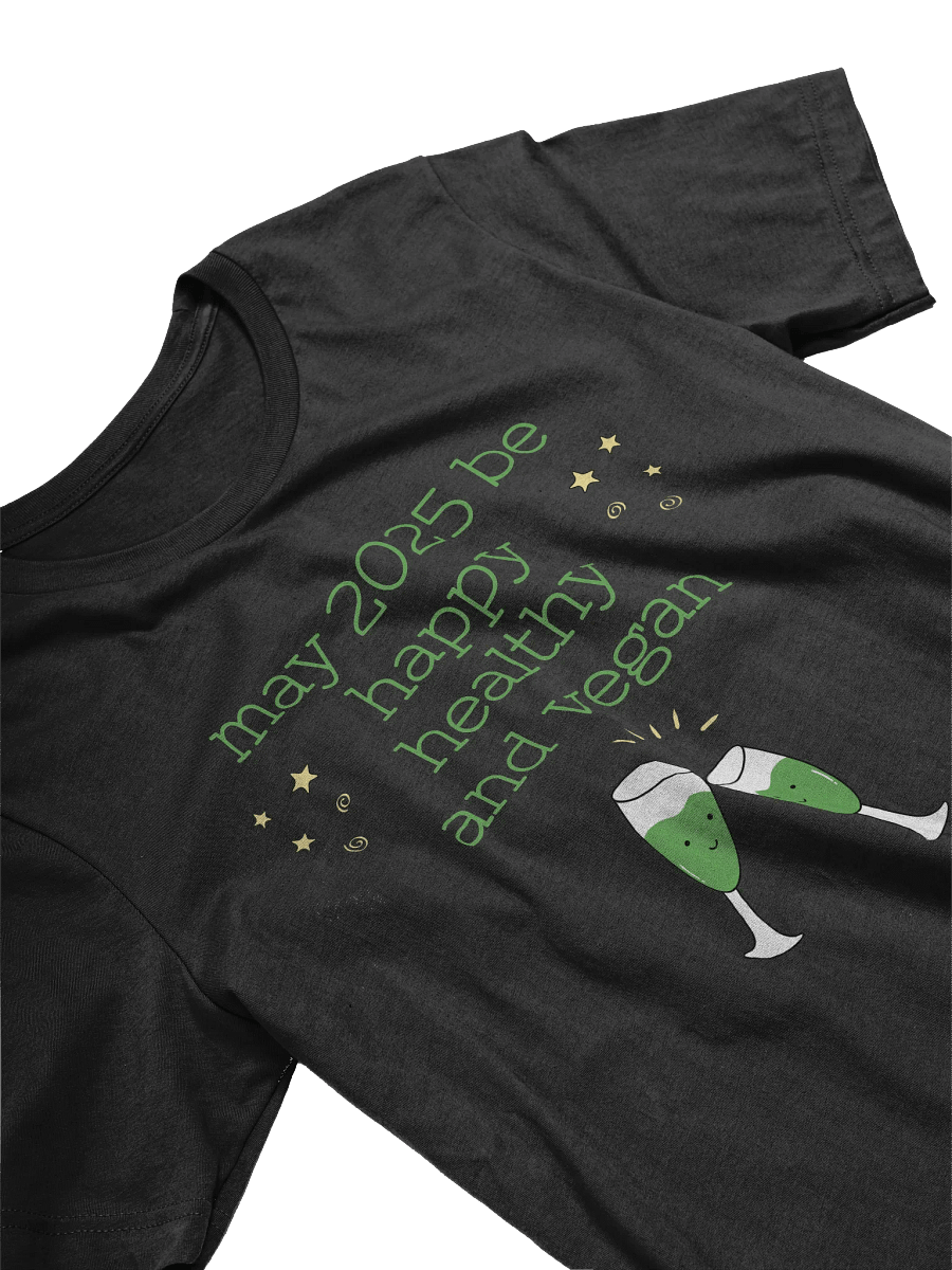 “Happy, Healthy, and Vegan 2025” Unisex Black T-Shirt product image (3)