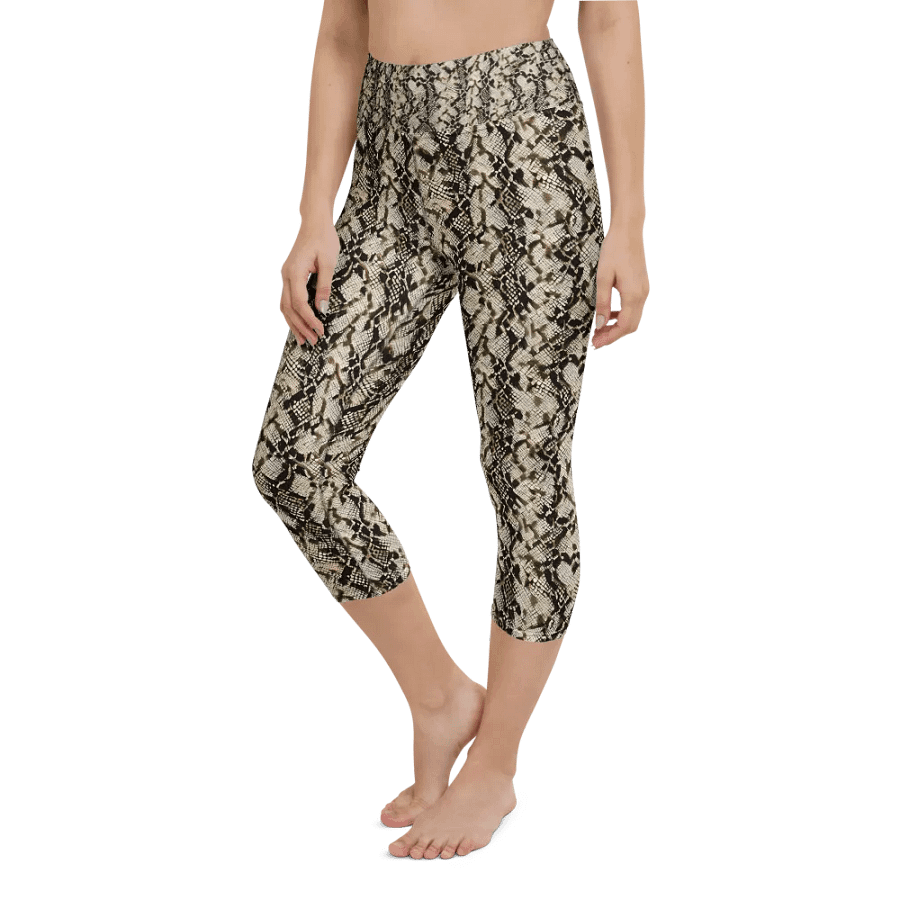 Beige Snake Pattern Capri Leggings product image (6)