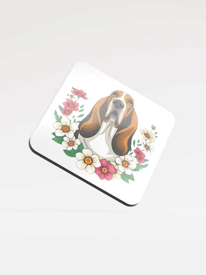 Floral Basset Hound Cork Coaster product image (2)