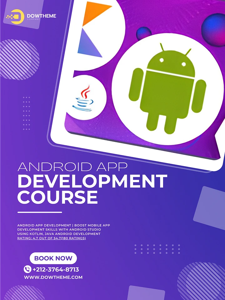 Android App Development Course with Kotlin & Java Android (FULL COURSE) product image (1)