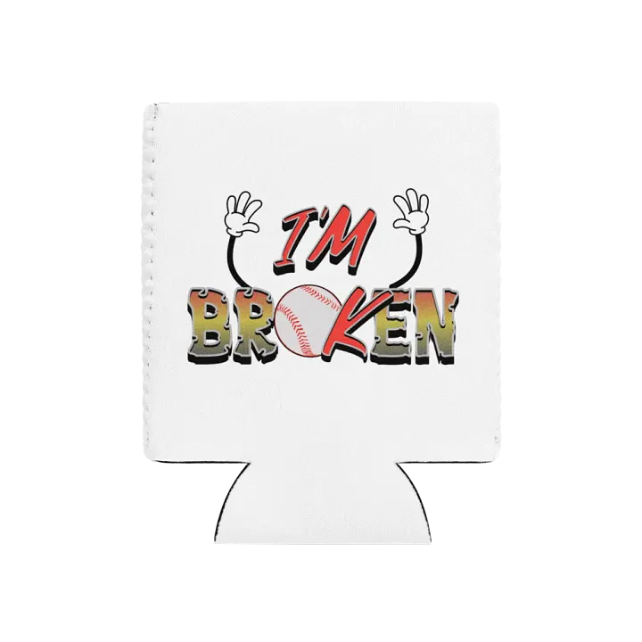 Im Broken Im Ok Baseball Hands Playful Distress Coozie Can Cooler product image (1)