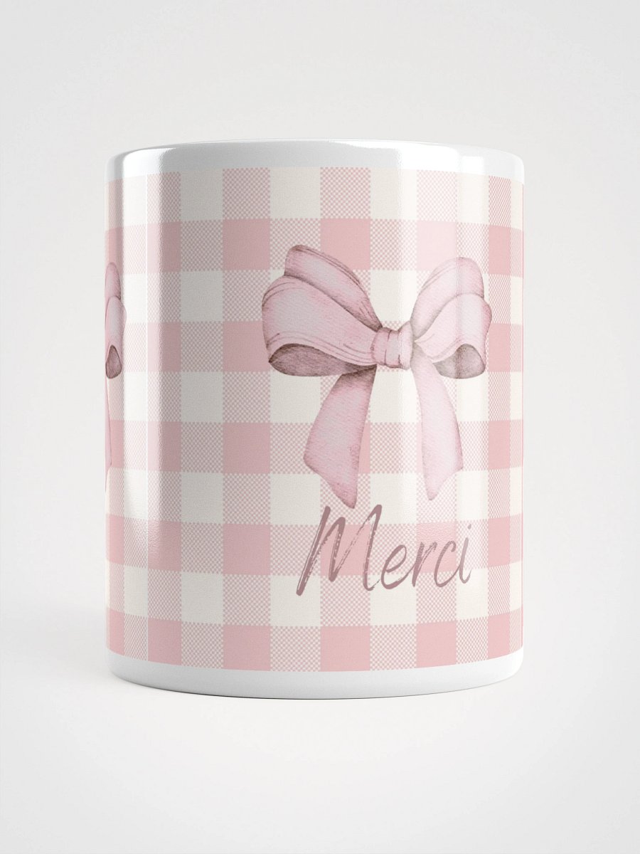 Mug Blanc Vichy Rose Revisité à Message - Merci - Cadeau Poétique product image (1)