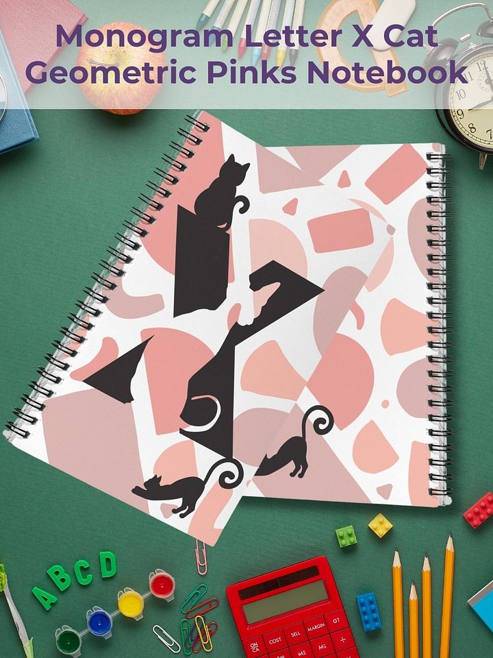 Monogram Letter X Cat Lover Geometric Pinks Notebook product image (1)