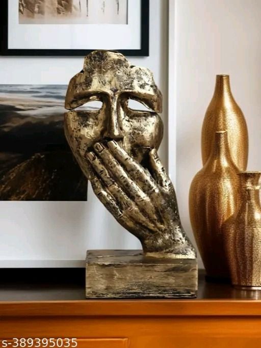 Antique Look Human Face with Hands on Mouth Handcrafted Decorative Showpiece product image (3)