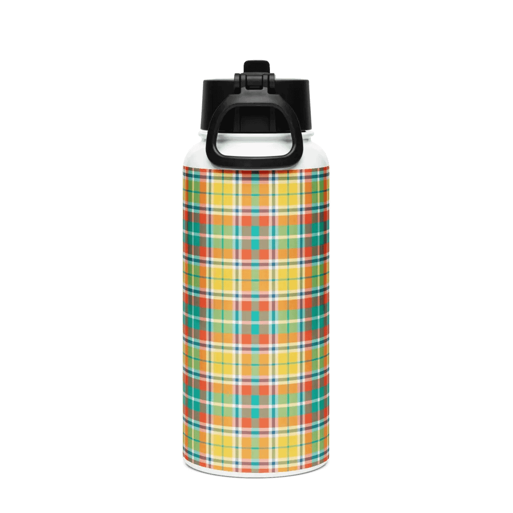Yellow and Seafoam Green Plaid Water Bottle product image (3)