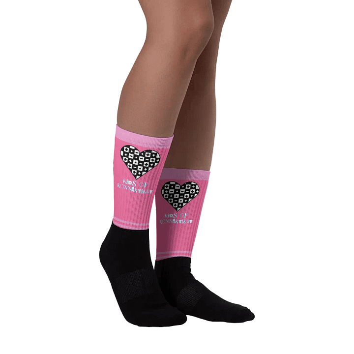 Pink Checkered Heart Socks (Unisex) product image (2)