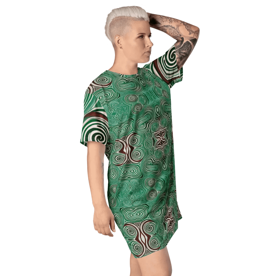 Funky Cool Green Liquid Tie-Dye T-shirt Dress product image (9)