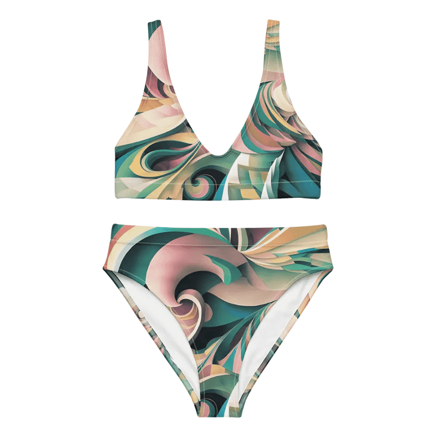 Abstract Lithographic Pattern Design High Waisted Bikini - V6 product image (2)
