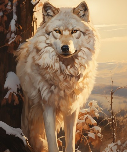 Beautiful white wolf in winter - get him for your phone! 30 High-quality wallpapers are now on sale!  Link in bio!