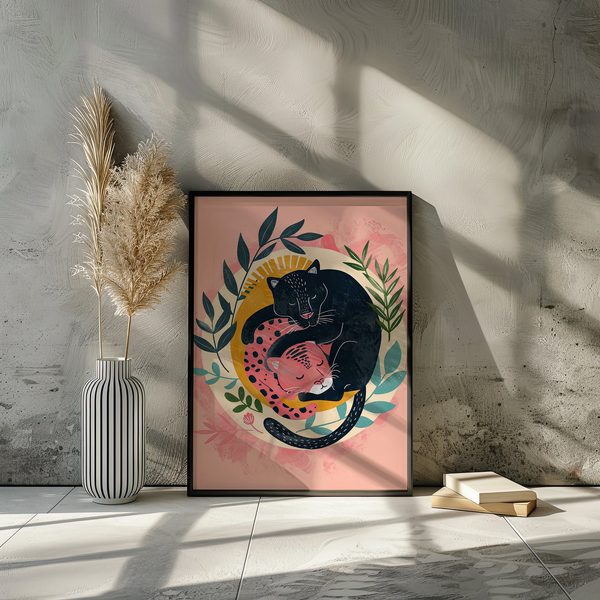 Yin-Yang Leopards Lover Felines Whimsical Art Print product image (9)