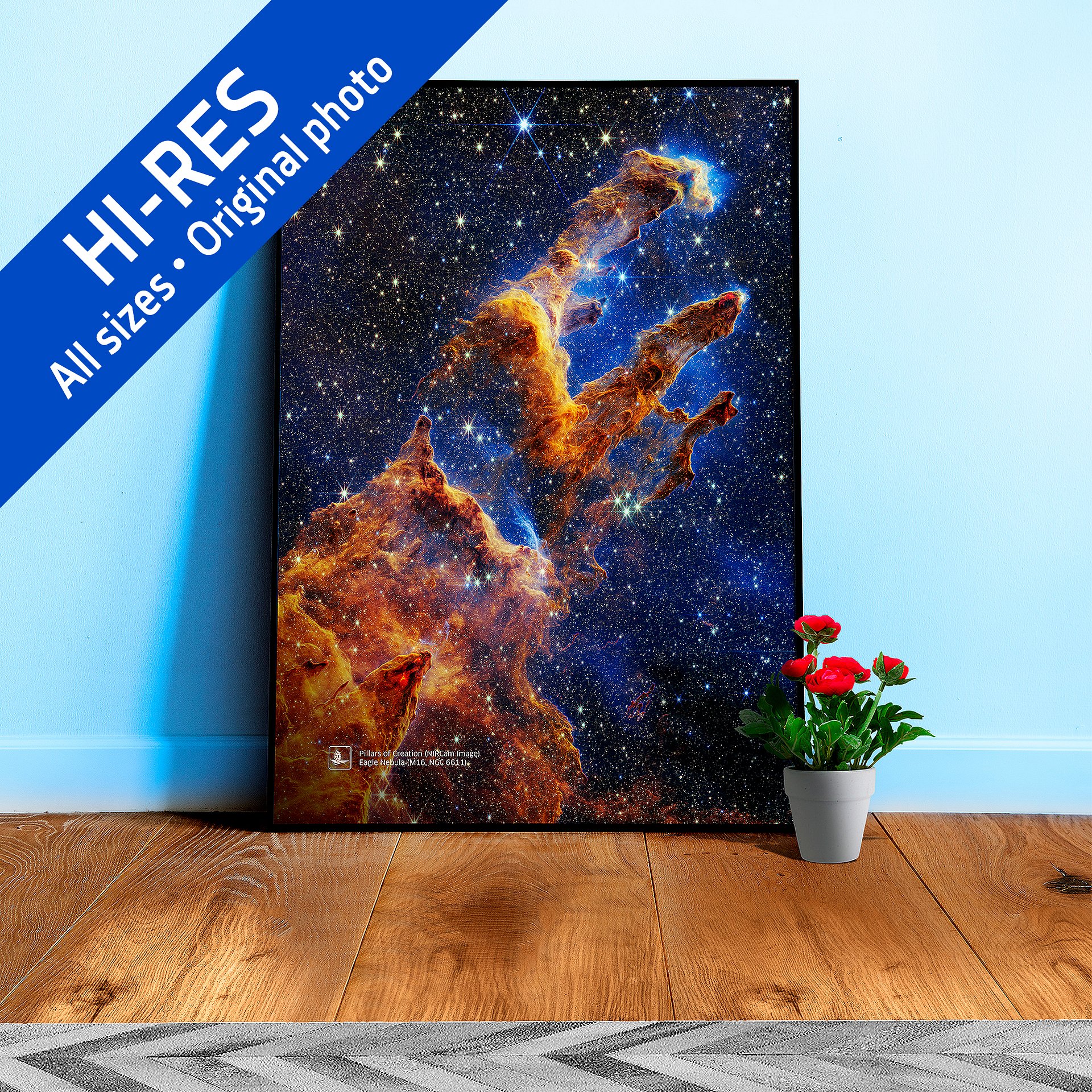 JWST Pillars of Creation, 2022 - Eagle Nebula, M16, NGC 6611 (James Webb/JWST) — space poster, science poster product image (1)