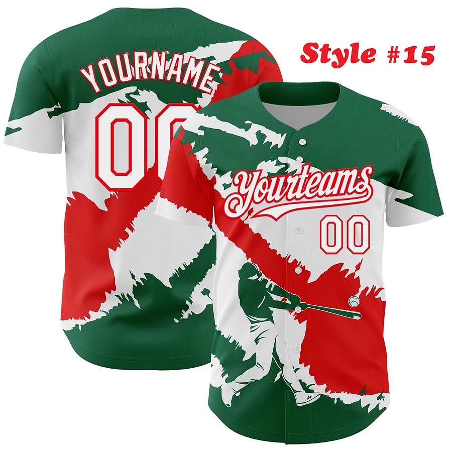 Authentic Baseball Jersey, Custom Baseball Jersey, Personalized Sport Jersey, Colorful, Number, 3D Flag, Country product image (178)