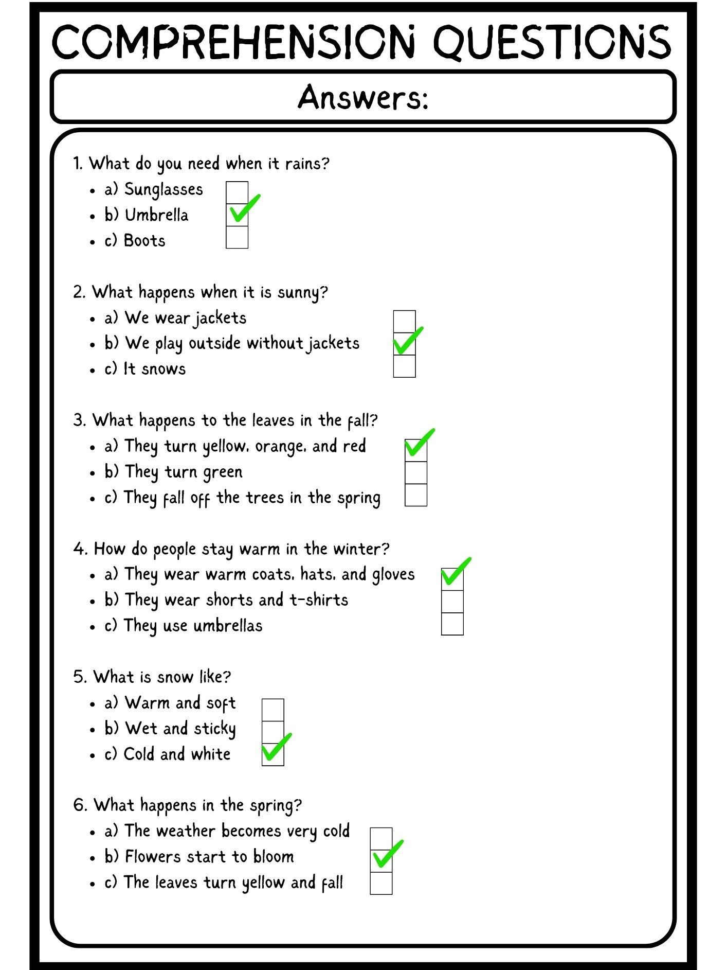 weather reading comprehension activities for grade 1 product image (4)