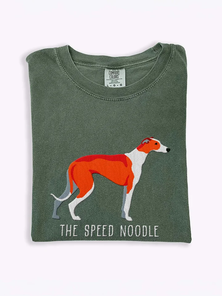 The Speed Noodle T-Shirt(Embroidered) of a Greyhound(Red & White) product image (1)