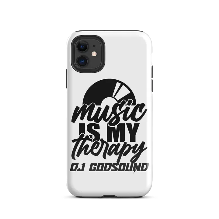 DJ Tough Case for iPhone® Music Is My Therapy Slogan in White product image (24)