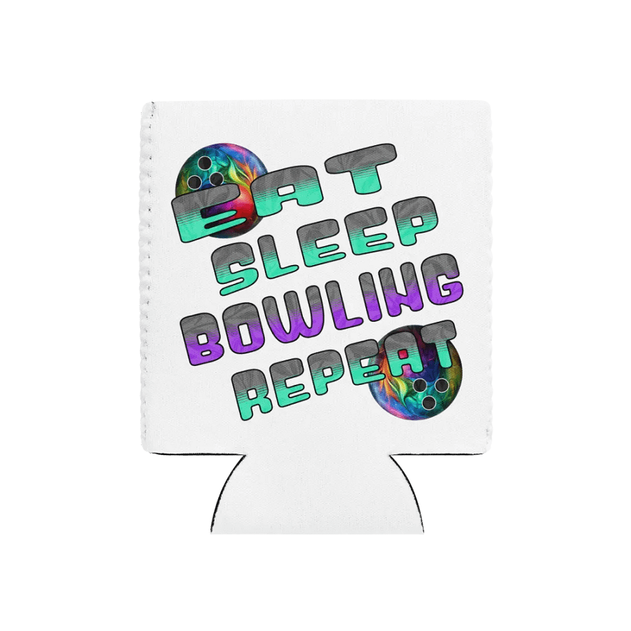 Eat Sleep Bowling Repeat Angle Colorful Ball Can Cooler product image (1)