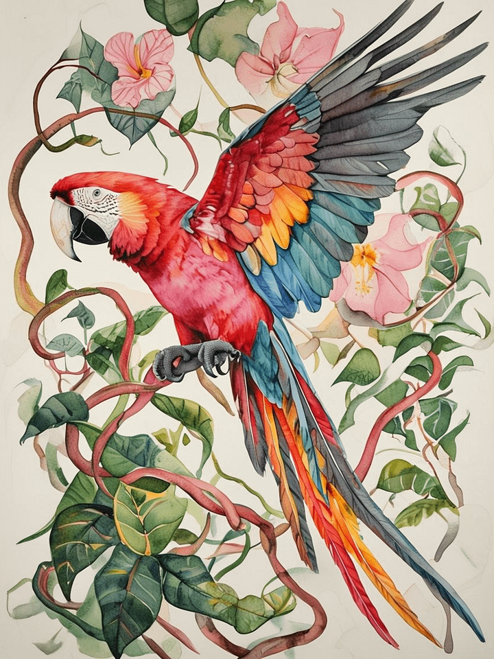 Vibrant Watercolor Parrot Perched Poster product image (1)