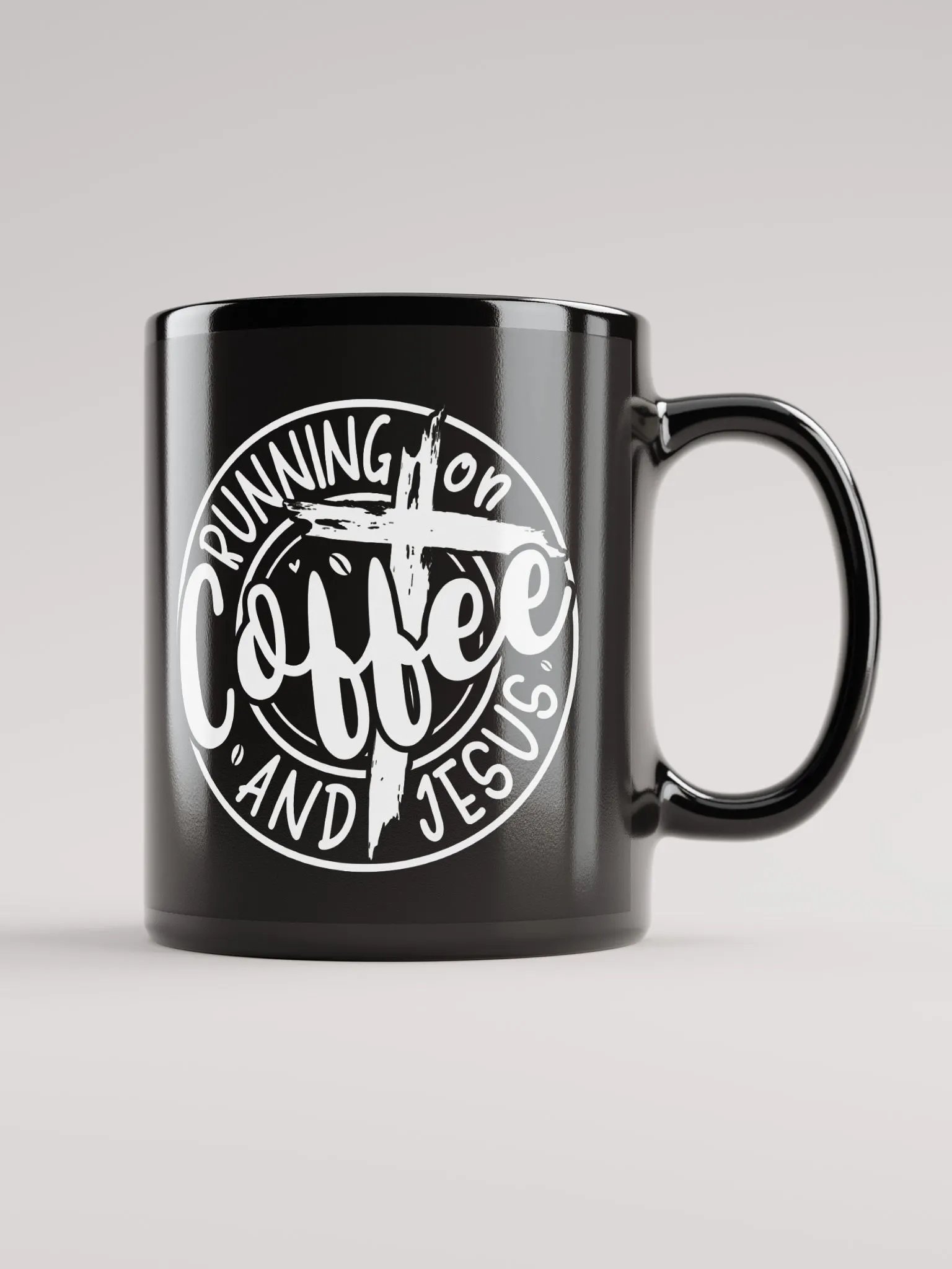 Running on Coffee and Jesus Black Glossy Mug product image (2)