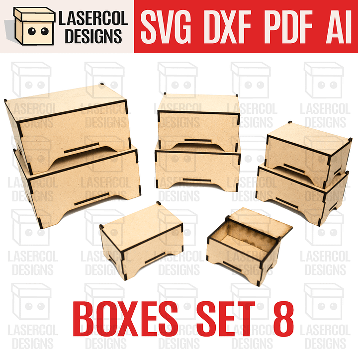 Boxes Set 8 (8 sizes) - Laser Cut Files product image (1)