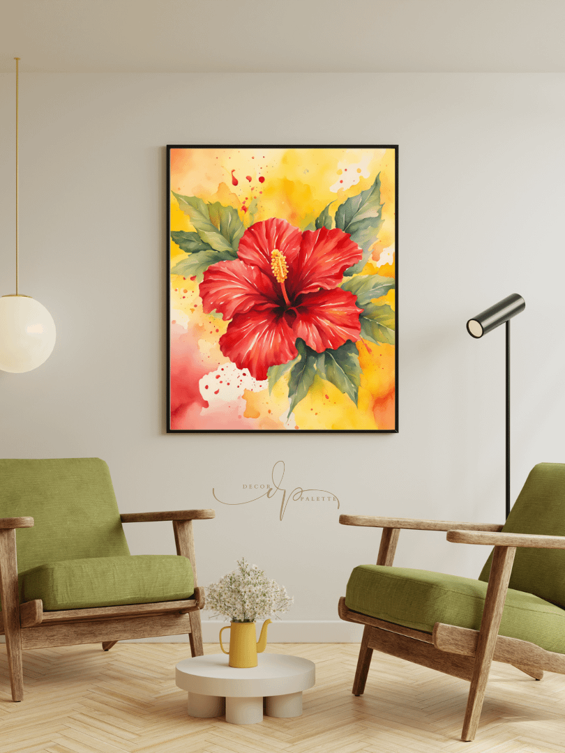 Watercolour Painting Printable Wall Art of HIBISCUS product image (3)
