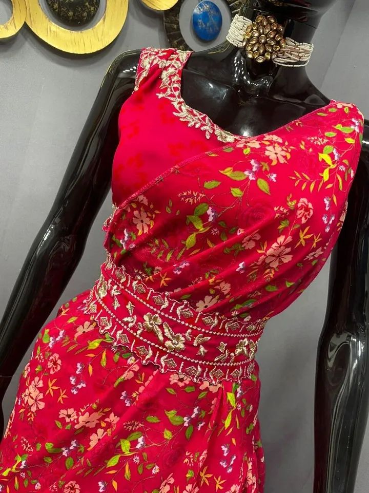 Pink Lehenga Saree Frill Ruffle Indian Sari Lehenga Lengha Choli Pakistani Skirt product image (5)