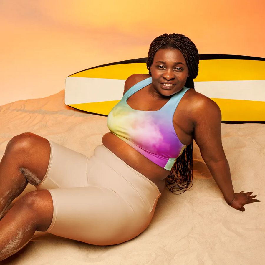 Blur cloud rainbow Design Longline Sports Bra - v3 product image (6)