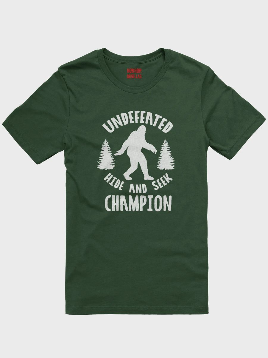 Undefeated Hide and Seek Champion Funny Bigfoot T-Shirt product image (1)